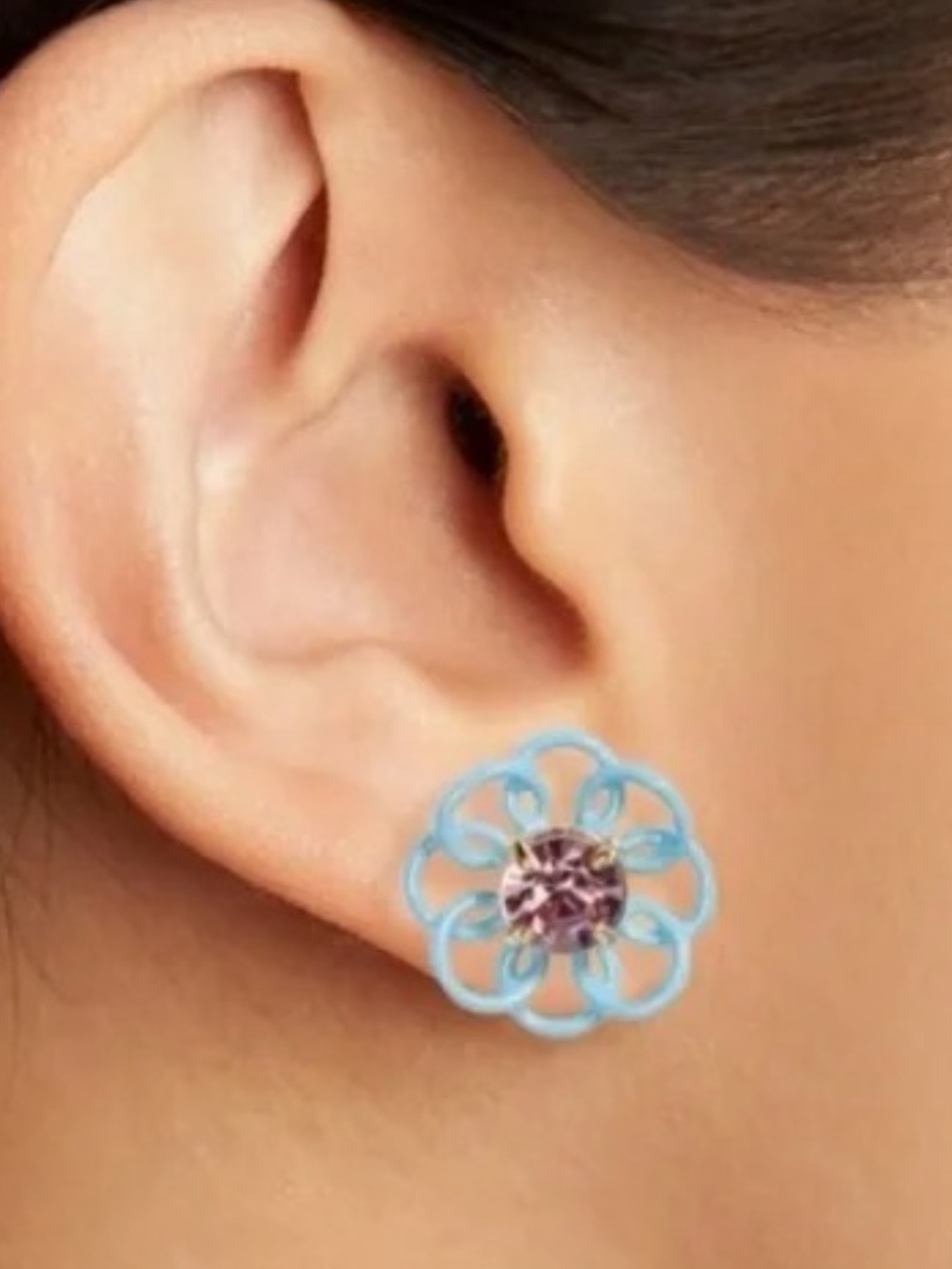 LELE sadoughi small blue wire flower stud earrings